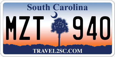 SC license plate MZT940