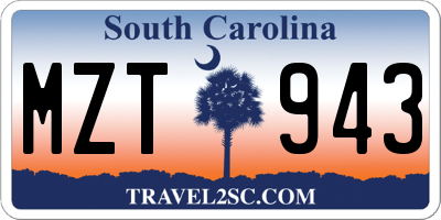 SC license plate MZT943