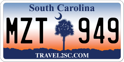 SC license plate MZT949