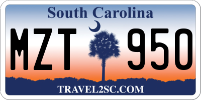 SC license plate MZT950