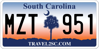 SC license plate MZT951