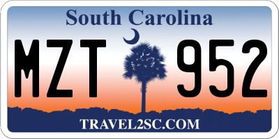 SC license plate MZT952