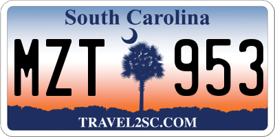 SC license plate MZT953