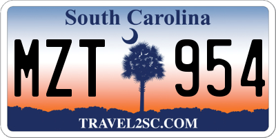 SC license plate MZT954