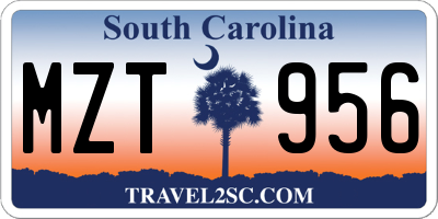 SC license plate MZT956