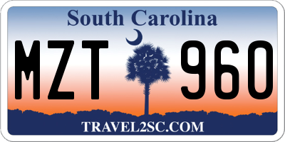 SC license plate MZT960