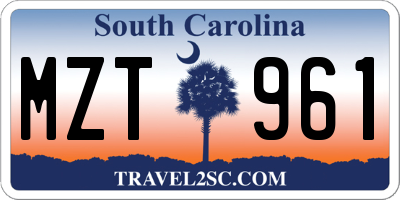 SC license plate MZT961