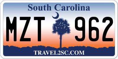 SC license plate MZT962