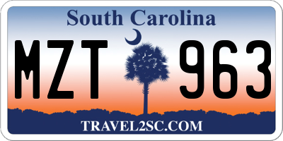 SC license plate MZT963