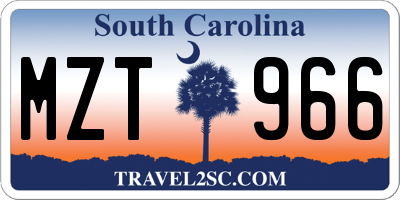 SC license plate MZT966
