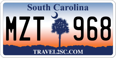 SC license plate MZT968