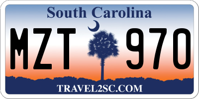 SC license plate MZT970