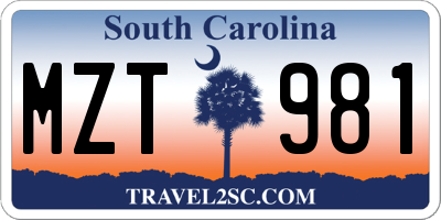 SC license plate MZT981