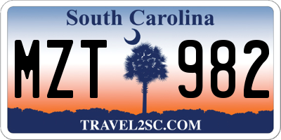SC license plate MZT982