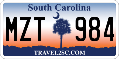 SC license plate MZT984