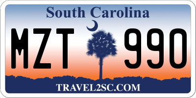 SC license plate MZT990