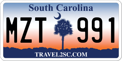 SC license plate MZT991