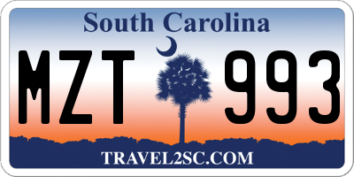 SC license plate MZT993