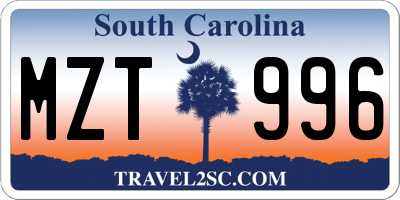 SC license plate MZT996