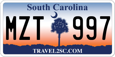 SC license plate MZT997