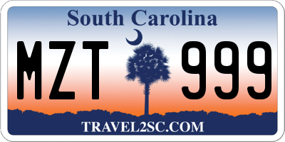 SC license plate MZT999