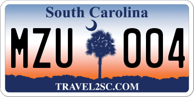 SC license plate MZU004