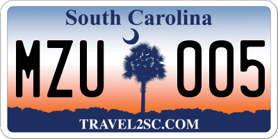 SC license plate MZU005