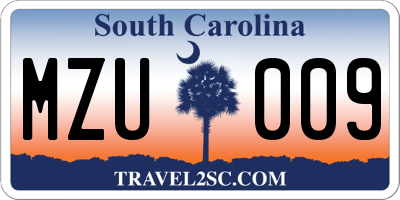 SC license plate MZU009