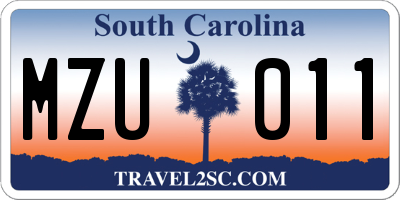 SC license plate MZU011