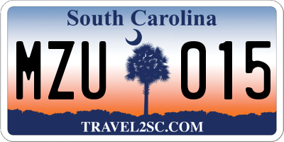 SC license plate MZU015