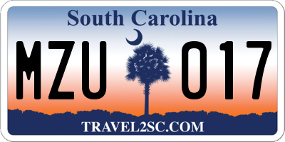 SC license plate MZU017