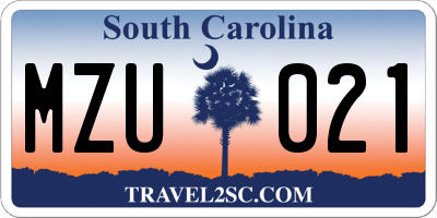 SC license plate MZU021