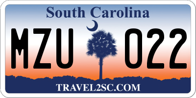 SC license plate MZU022