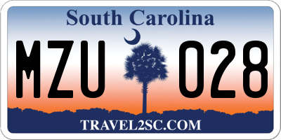 SC license plate MZU028