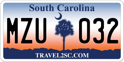 SC license plate MZU032