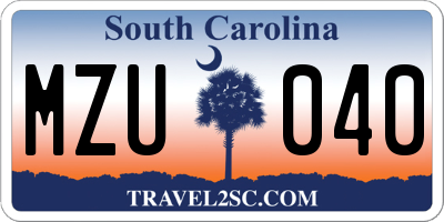 SC license plate MZU040