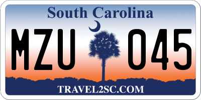 SC license plate MZU045