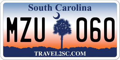 SC license plate MZU060