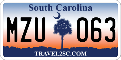SC license plate MZU063