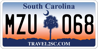 SC license plate MZU068