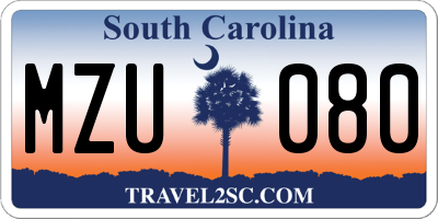 SC license plate MZU080