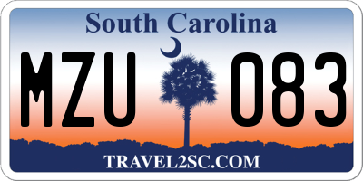 SC license plate MZU083