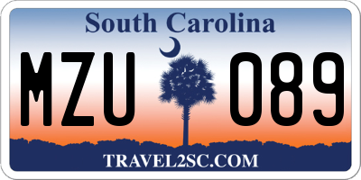 SC license plate MZU089