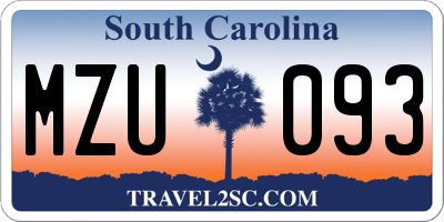 SC license plate MZU093