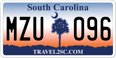 SC license plate MZU096
