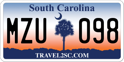 SC license plate MZU098