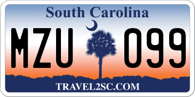 SC license plate MZU099
