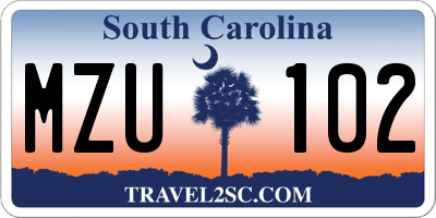 SC license plate MZU102