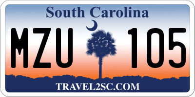 SC license plate MZU105