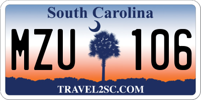 SC license plate MZU106